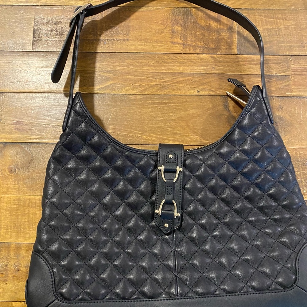 Talbots Elegant Black Quilted Shoulder Bag